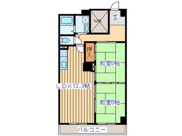 多賀城ロジュマンＧ棟の物件間取画像